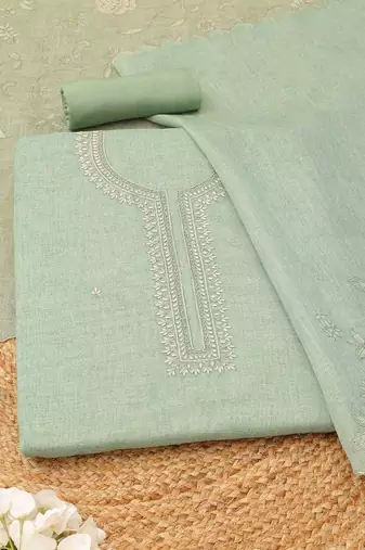 embroidered linen unstitched dress material