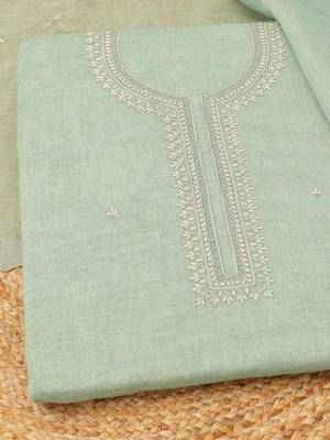embroidered linen unstitched dress material 2