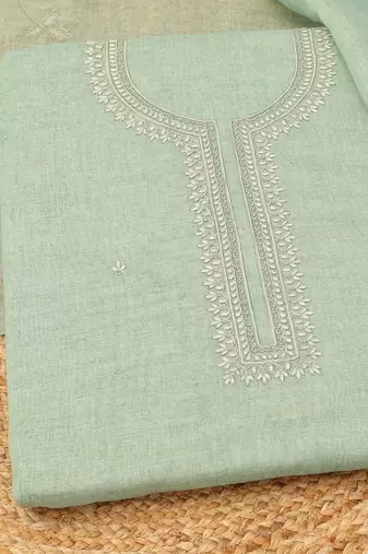 embroidered linen unstitched dress material