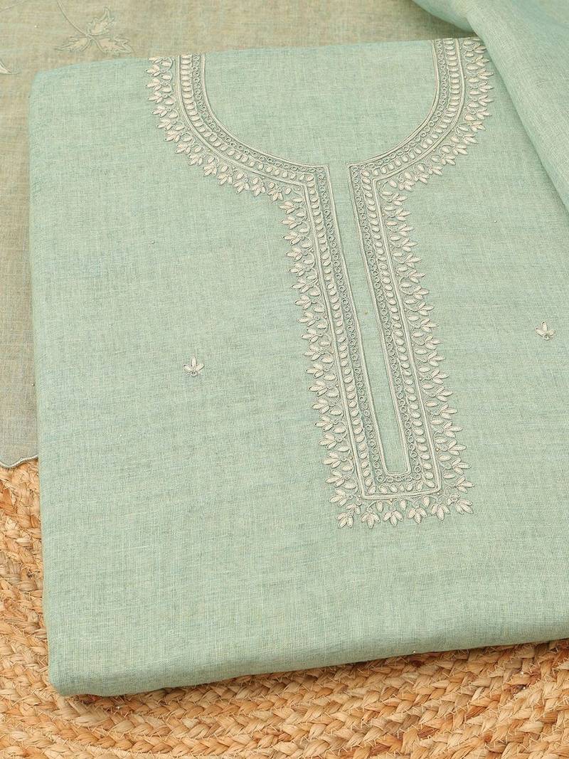 embroidered linen unstitched dress material