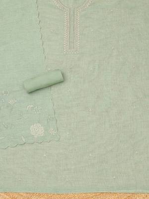 embroidered linen unstitched dress material 5