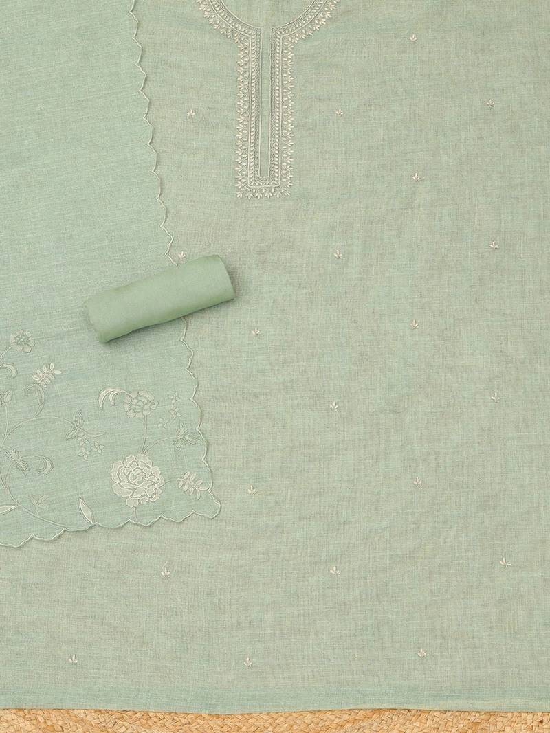 embroidered linen unstitched dress material