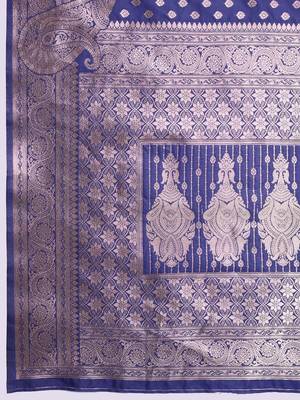 Blue woven design zari silk blend banarasi saree 2