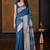 Blue ethnic motifs zari silk blend banarasi saree