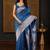Blue ethnic motifs zari silk blend banarasi saree