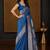 Blue ethnic motifs zari silk blend banarasi saree
