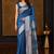 Blue ethnic motifs zari silk blend banarasi saree