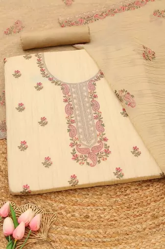 embroidered unstitched dress material
