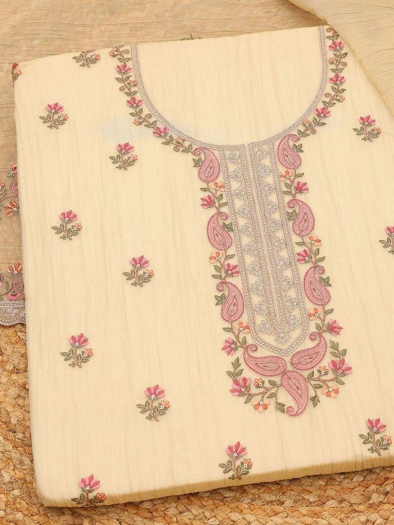 embroidered unstitched dress material