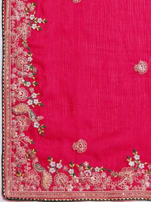 Rose embroidered saree with blouse piece 5