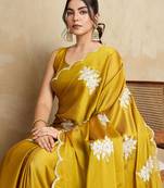Yellow embroidered saree with blouse