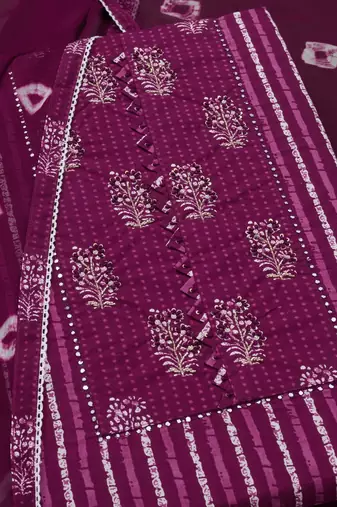 striped beads and stones unstitched dress material