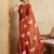 Rust embroidered saree with blouse piece