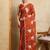 Rust embroidered saree with blouse piece