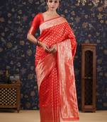Red woven design banarasi saree