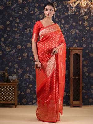 Red woven design banarasi saree 2