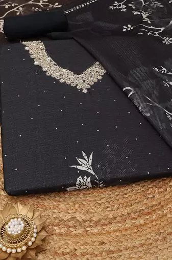 printed art silk unstitched dress material