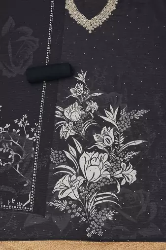 printed art silk unstitched dress material