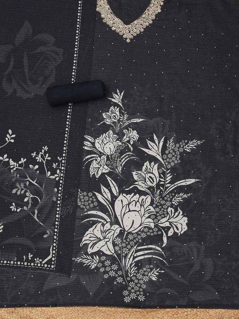 printed art silk unstitched dress material