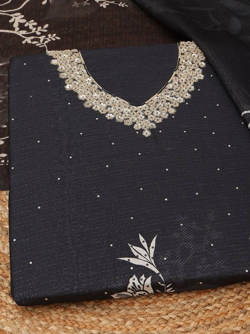 printed art silk unstitched dress material