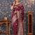 Burgundy women woven design zari banarasi sarees