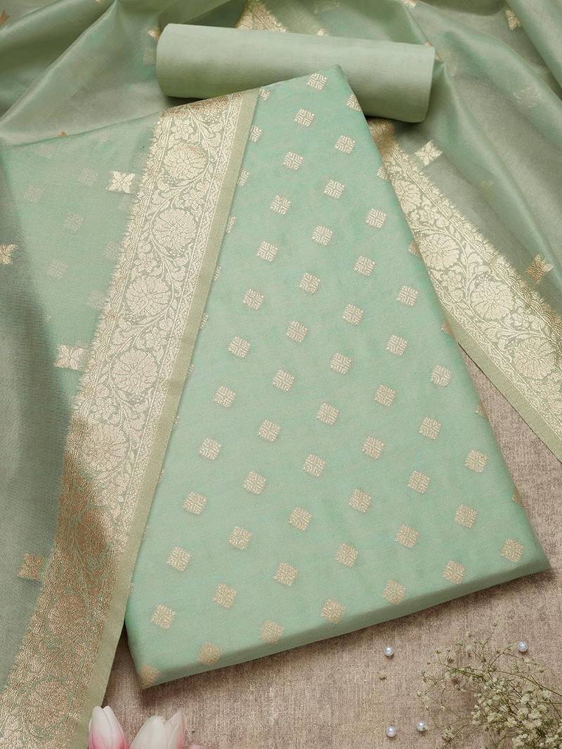 zari ethnic motifs printed woven design unstitched dress material