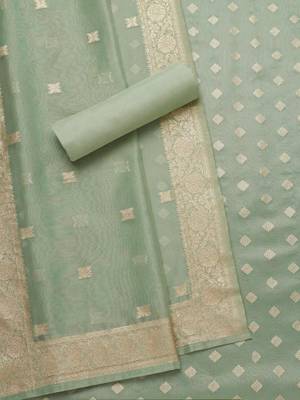 zari ethnic motifs printed woven design unstitched dress material 4