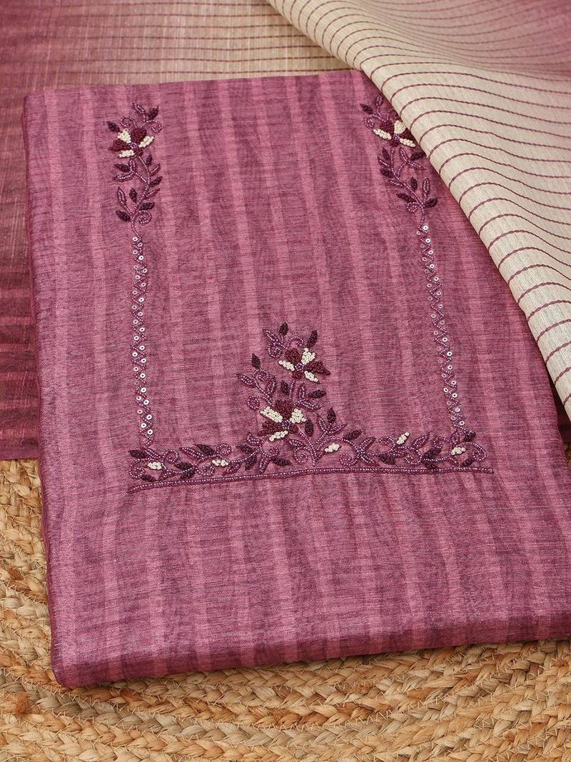 printed art silk unstitched dress material