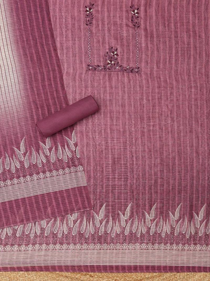 printed art silk unstitched dress material