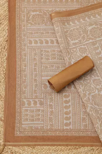 printed art silk unstitched dress material
