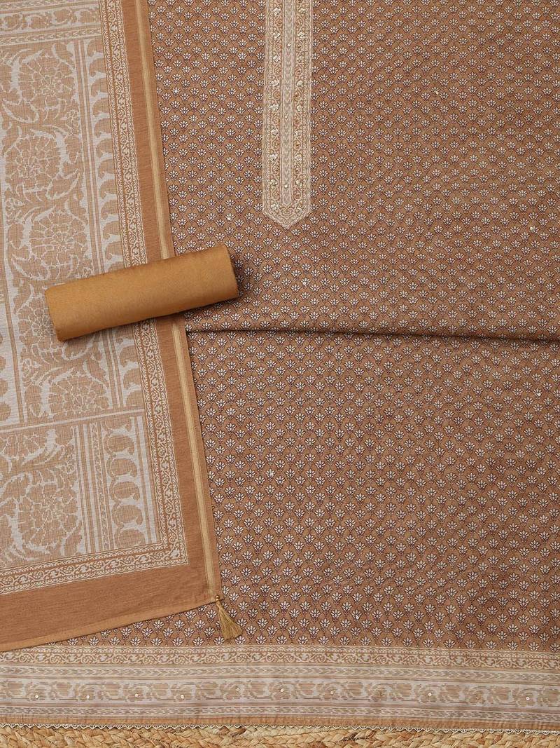 printed art silk unstitched dress material