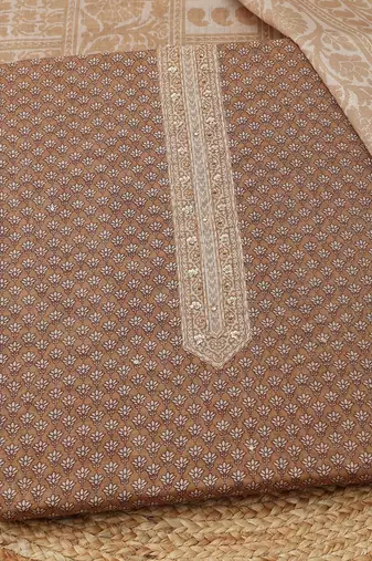 printed art silk unstitched dress material