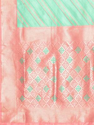 Blue banarasi woven design saree with blouse 5