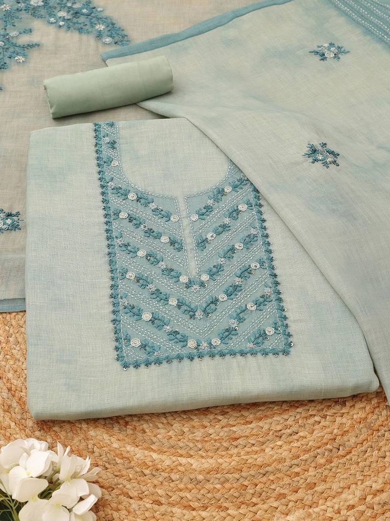 printed linen unstitched dress material