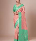 Pink banarasi woven design saree with blouse