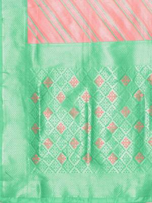 Pink banarasi woven design saree with blouse 5