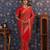 Red embroidered pure georgette heavy work saree