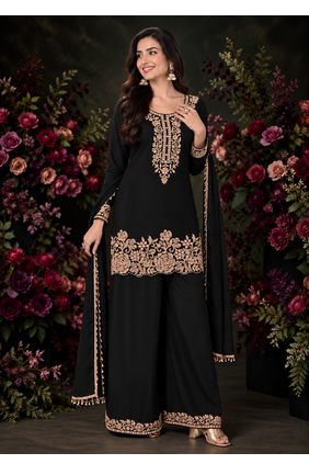 Black Premium Chinon With Beads Work Salwar Suit Stitched 1