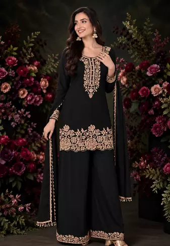 Black Premium Chinon With Beads Work Salwar Suit Stitched