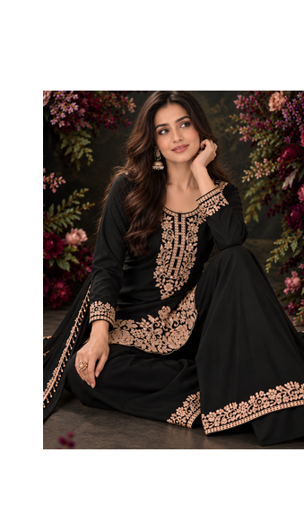 Black Premium Chinon With Beads Work Salwar Suit Stitched 2