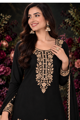Black Premium Chinon With Beads Work Salwar Suit Stitched 3