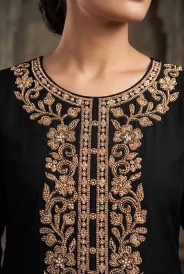 Black Premium Chinon With Beads Work Salwar Suit Stitched 4