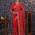 Red embroidered pure georgette heavy work saree