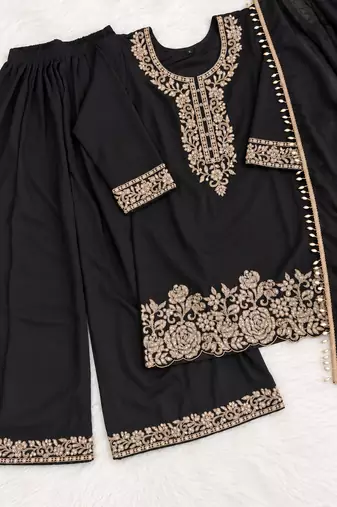Black Premium Chinon With Beads Work Salwar Suit Stitched