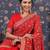 Red embroidered pure georgette heavy work saree