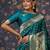 Teal ethnic motifs woven design banarasi saree