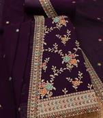floral embroidered sequinned georgette unstitched dress material