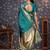 Teal ethnic motifs woven design banarasi saree