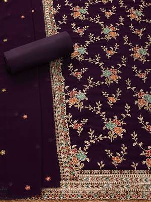 floral embroidered sequinned georgette unstitched dress material 4