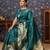 Teal ethnic motifs woven design banarasi saree
